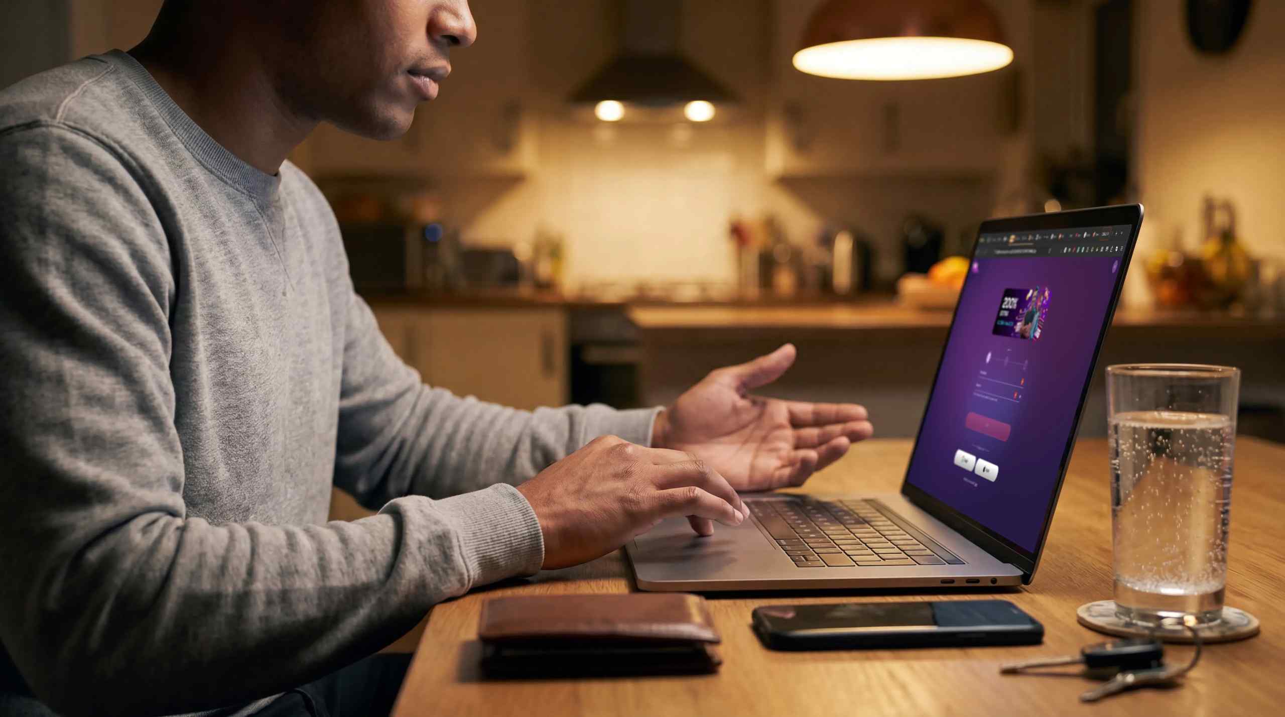 A man trying to log onto a sweepstakes casino.